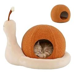 GIANTEX Katzenbett in Schneckenform mit abnehmbarem & Kissen