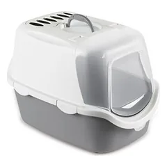 StefanPlast Cathy Easy Clean kačių tualetas su dangčiu, balta/pilka, 56x40x40 cm