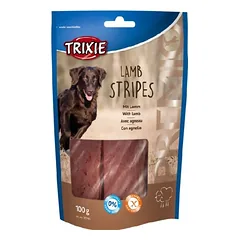 Trixie Premio Lamb Stripes avienos skanėstai šunims, džiovintos avienos juostelės, 100 g
