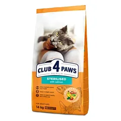 CLUB 4 PAWS Premium sausas maistas sterilizuotoms katėms su lašiša 14 kg