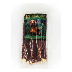 Real Dog SNACKS Žaliaminės odos ritinys su antiena 25cm 500g