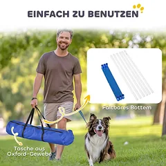 Šunų slalomo lazdos PawHut 305x60x94cm., baltos/mėlynos spalvos — 5 nuotrauka