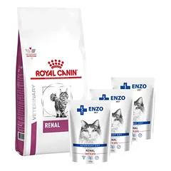 ROYAL CANIN Renal Feline RF 23 4kg + ENZO VET Renal su jautiena želė katėms 3x100g