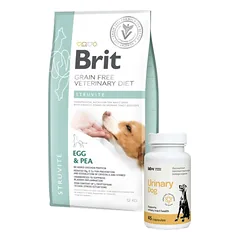 Brit GF veterinary diets dog Struvite 12 kg + LAB-V Urinary Dog - Pagalba šunims sergant šlapimo takų infekcija 45 kapsulės