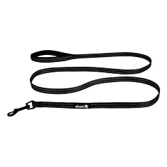 Alcott Adventure pavadėlis 180cm juodas - atspindinti juosta šunims, juoda