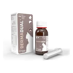 Pharmadiet Dermadual papildai katėms ir šeškams, esant odos ir plaukų pažeidimams, 50 ml