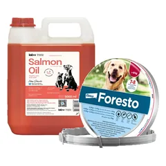 ELANCO Foresto Antkaklis šunims virš 8kg + LAB V Lašišų aliejus šunims ir katėms 5000ml