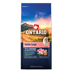 Ontario Senior Large Chicken & Sweet Potatoes be grūdų sausas maistas didelių veislių šunims-senjorams, 12 kg