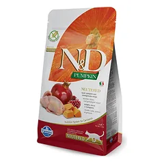 Farmina N&D Pumpkin feline Kiaulių, moliūgų ir pomegranatų NEUTERINUOTAS RECEPTAS 1,5kg