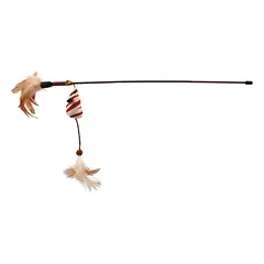 Magic Cat pliušinė pelė su plunksnomis ir PVC lazdele katėms, 20 cm, 46 cm — 4 nuotrauka