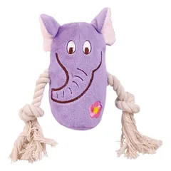 Trixie Animals With Rope pliušinis žaislas šuniui su virve ir garsu, 13 cm, 1 vnt.