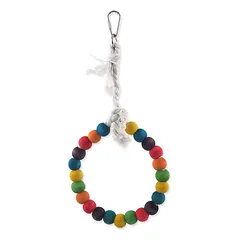 Plaček Bird Jewel Seesaw medinės sūpynės su virve spalvingas žiedas medinis žaislas mažiems paukščiams, 15 cm