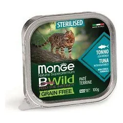 Monge Bwild Grain Free Cat Sterilised Tuna With Vegetables drėgnas pašaras sterilizuotoms katėms, 100 g