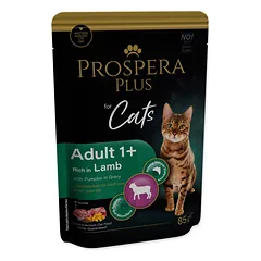 Prospera Plus Cat Pouch Adult 1+, Lamb and Pumpkins šlapias maistas suaugusioms katėms su ėriena ir moliūgu padaže, 85 g — 2 nuotrauka