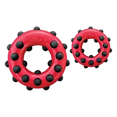 KONG Dotz didelis patvarus žaislas ratas šunims, 16 cm, raudonas — 2 nuotrauka