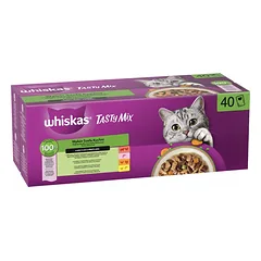 WHISKAS TASTY MIX drėgnas kačių maistas Chef's choice in sauce 40 x 85 g