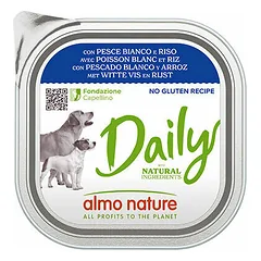 Almo Nature Daily Dog baltā zivs ar rīsiem 300g - konservi suņiem