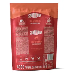 CARNILOVE Active Beef&Venison Sterilised sausas pašaras katėms su jautiena ir elniena, 400 g — 2 nuotrauka