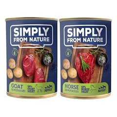 SIMPLY FROM NATURE Šlapias šunų maistas Arkliena su bulvėmis 400 g x 6 + Šlapias šunų maistas Ožkiena su bulvėmis 400 g x 6 — 1 nuotrauka