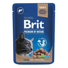 Brit Premium konservai katėms Liver for Sterilised, su kepenėlėmis 100g