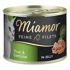 MIAMOR Feline Filets Tunas su daržovėmis drebučiuose 185 g kačių ėdalo