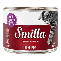 Smilla jautienos puodeliai, drėgnas maistas katėms, ekonominė pakuotė 24 x 200 g — 2 nuotrauka