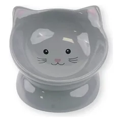 HAP keramikinis dubenėlis katei, paaukštintas, pilkas, 100ml
