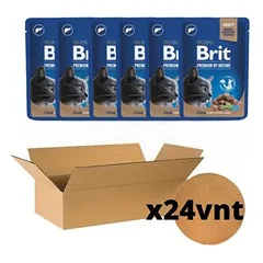 Brit Premium konservai katėms Liver for Sterilised, su kepenėlėmis, dėžė x 24vnt