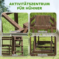Vištų aktyvumo stovas, laktos, rampos, sūpynės, 2-3 vištoms, medinis, rudas — 4 nuotrauka