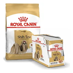 ROYAL CANIN Shih Tzu Adult sausas maistas suaugusiems ših tzu šunims 1,5 kg + 12 x 85 g drėgno maisto paketėlių, gabaliukai padaže