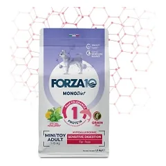 FORZA10 Monodiet Mini/Toy Adult Sensitive Digestion begrūdis sausas maistas šunims su žuvimi