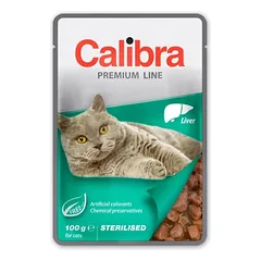 CALIBRA Cat Premium Line Sterilised Liver 100 g su kepenimis sterilizuotoms katėms nuotrauka