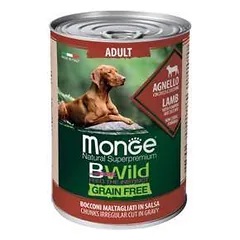 Monge BWILD Dog Adult begrūdis drėgnas maistas šunims su ėriena, moliūgu ir cukinija, 400 g