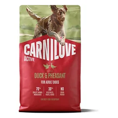 CARNILOVE Active Dog Duck and Pheasant Adult 4 kg antis ir fazanas šunims + CARNILOVE Dog Soft Snack Duck 200 g NEMOKAMAI
