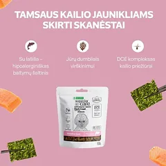 Visų veislių jaunų tamsaus kailio šunų begrūdis pašaro papildas - skanėstai su lašiša, 150 g — 2 nuotrauka