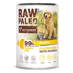 RAW PALEO Turkey Cod Puppy 400g kalakutienos ir menkės drėgnas ėdalas šuniukams