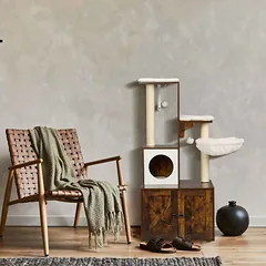 Kačių draskyklė Relaxdays, Su paslėpta kraiko dėže, 95 × 128 × 52 cm — 3 nuotrauka