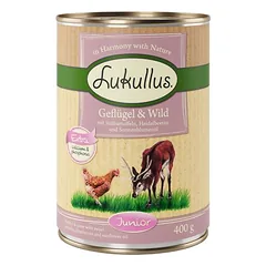 6 x 400 g Lukullus Naturkost Junior bandomieji rinkiniai, drėgnas maistas šunims — 2 nuotrauka