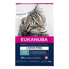 Eukanuba Grain Free Adult begrūdis kačių maistas su lašiša, 10 kg
