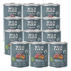 WILD FARM Superfood Wild Boar (elniena su batatais, uogomis ir žolelėmis) 12x800 g pašaro šunims be grūdų