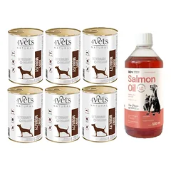4Vets Dog Joint Mobility 6x400g + LAB V Lašišų aliejus šunims ir katėms 500ml