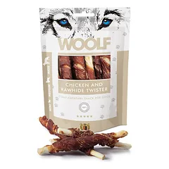 WOOLF Chicken And Rawhide Twister 100g džiovinta oda, įvyniota į vištieną