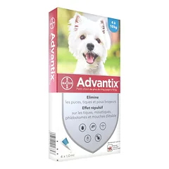 Lašai  ADVANTIX nuo erkių šunims 4-10kg 1vnt. nuotrauka