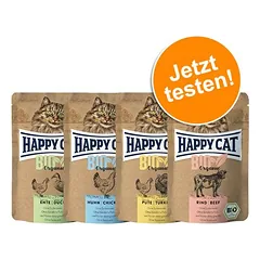Mixpaket Happy Cat Bio Pouch  4 x 85 g - Jetzt testen