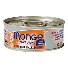 Monge Natural Adult Yellowfin Tuna & Salmon konservai katėms drebučiuose