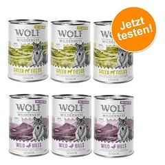 6 x 400 g Wolf of Wilderness mišrūs rinkiniai, drėgnas maistas šunims, 400 - 499 g — 4 nuotrauka