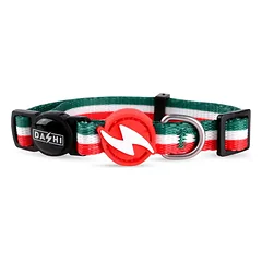 Dashi Stripes Green & Red Katės Antkaklis - žalias ir raudonas dryžuotas antkaklis katėms