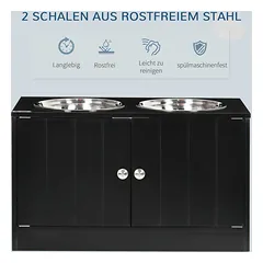 Dubenėliai su stovu PawHut 60x30x35,5cm., juodos/sidabrinės spalvos — 4 nuotrauka