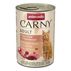 ANIMONDA Carny Adult Vištienos, kalakutienos ir antienos širdelių rinkinys, 24 x 400 g