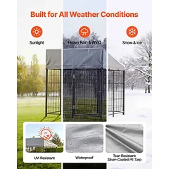 Lauko šunų voljeras VEVOR SKU2025001, Juoda/sidabrinė, 1,12 × 1,15 × 1,25 m — 3 nuotrauka